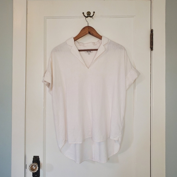 Madewell Tops - Madewell Linen-Blend Hayden Popover Top – Size S - White
